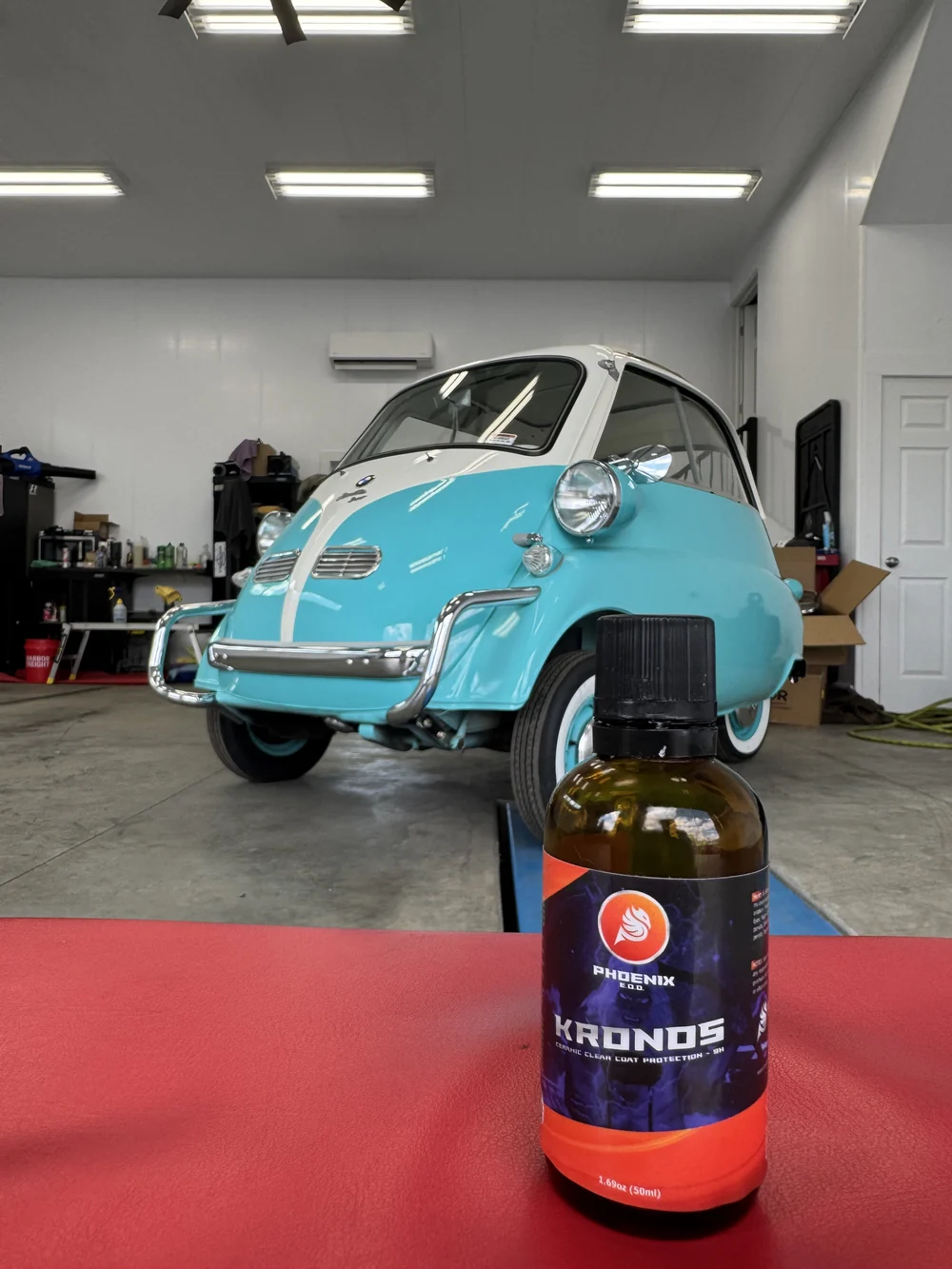 Teal classic BMW Isetta microcar detailed